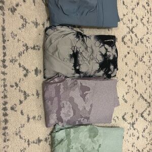 Leggings Set in Blue, Black marble, purple and green camo